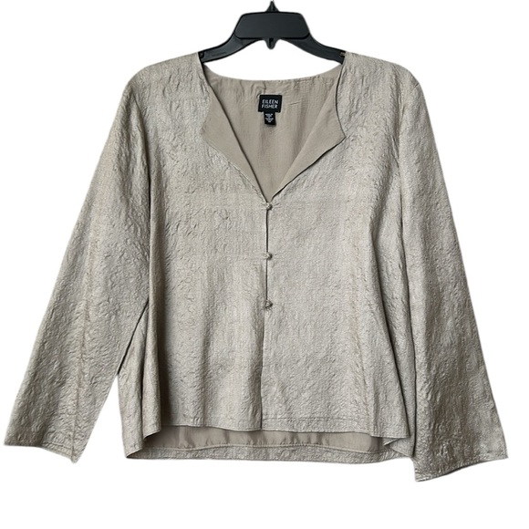 Eileen Fisher Jackets & Blazers - EILEEN FISHER | Silk Beechwood‎ Shimmering Jacket Cardigan Lightweight Pewter M